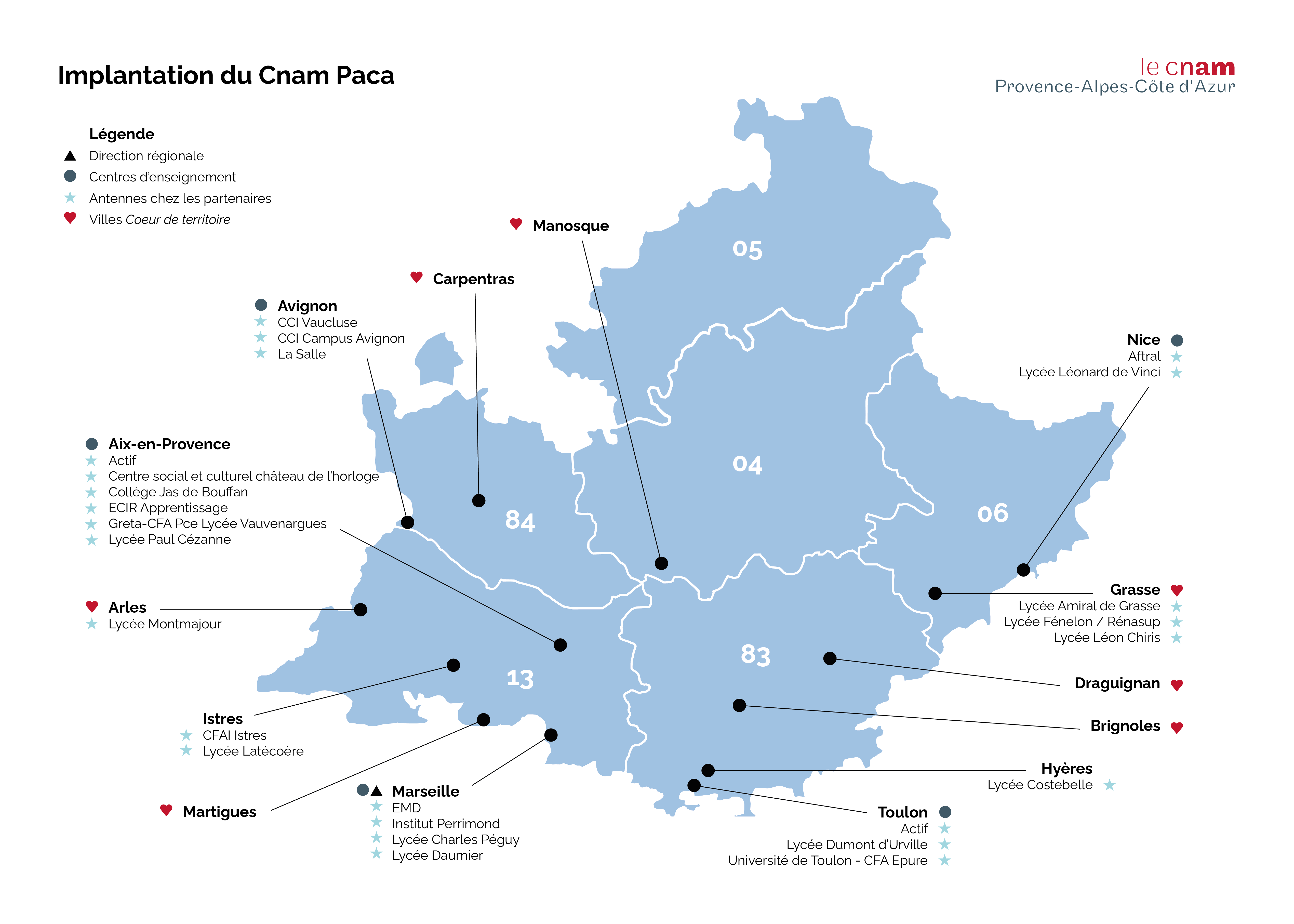 Carte implantation Cnam Paca